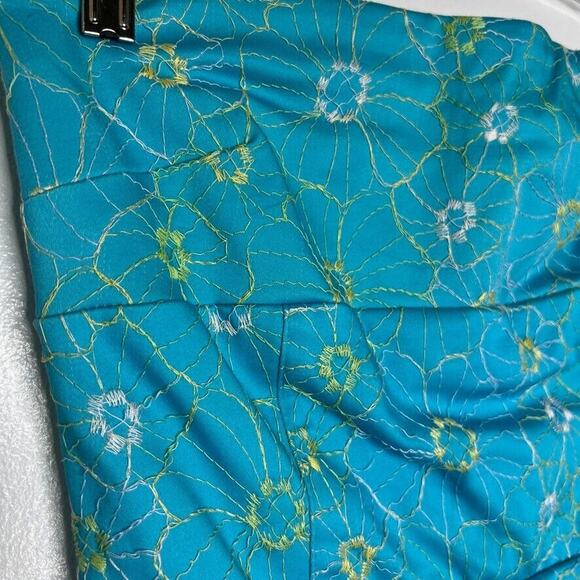 Ruth Women's Strapless Floral Embroidered Dress Size 2 Blue Yellow Bow Accent - Picture 3 of 11